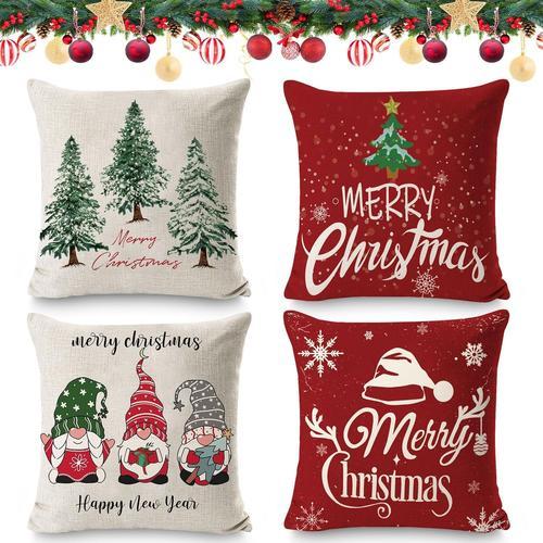 Lot De 4 Housses De Coussin Décoratives De Noël,Motif Flocon De Nei... on Productcaster.