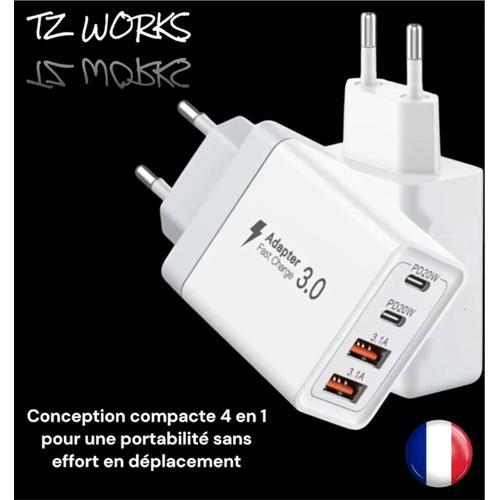 Chargeur USB-C 40W - 4 Ports (PD + QC 3.0), Recharge Rapide et Sécu... on Productcaster.