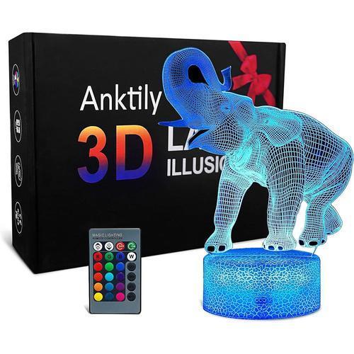 Veilleuse Éléphant 3D Led Lampe Optique Illusion Veilleuse Enfant P... on Productcaster.