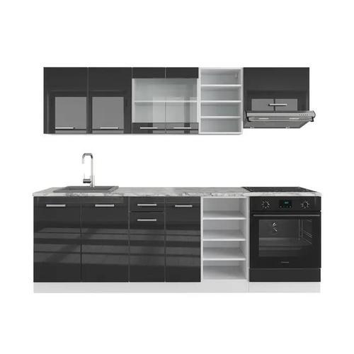 Cuisine R-Line, 240 Cm Sans Plan De Travail, Anthracite Brillant/Bl... on Productcaster.