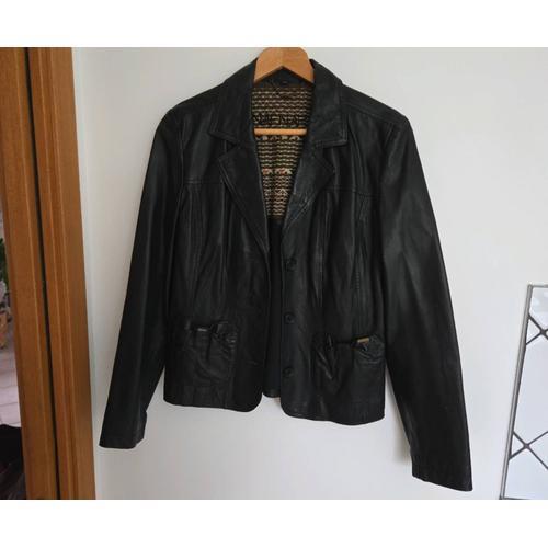 Veste Femme En Cuir Noir Petit 42. on Productcaster.