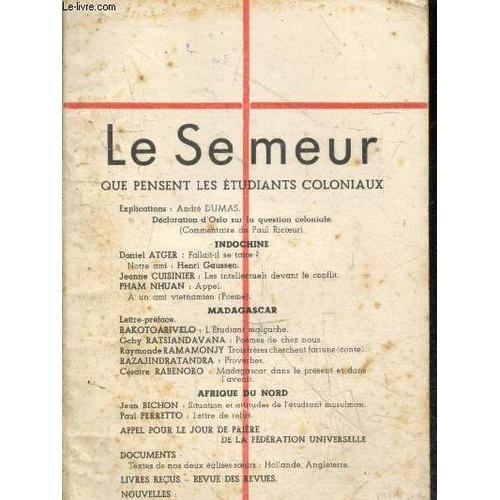 Le Semeur - N°2-3 Decembre 1947/ Janvier 1948, 46e Annee- Que Pense... on Productcaster.