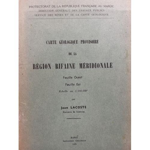 Carte Géologique Provisoire De La Région Rifaine Méridionale + Noti... on Productcaster.