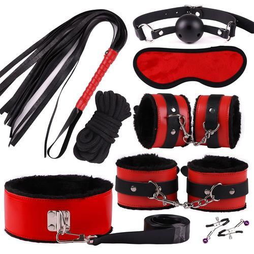 Kit Bdsm En Cuir Sexy, Ensemble De Bondage Sexuel En Peluche, Menot... on Productcaster.