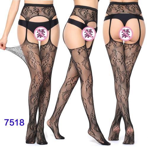 Bas Résille Noir Avec Ceinture Pour Femme, Collants En Dentelle, Ba... on Productcaster.