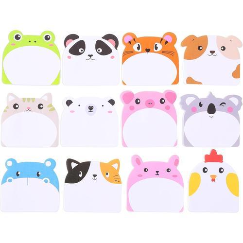 Lot De 12 Blocs De Notes Autocollantes Mignonnes En Forme D'animal ... on Productcaster.