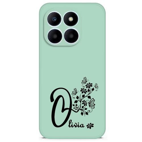 Coque Verte Honor 70 Lite Avec Votre Prenom 13 Papillon Et Fleur on Productcaster.