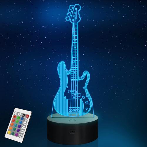 Guitare 3d Lampe, Illusion D'optique Led Guitare Électrique Lampe D... on Productcaster.