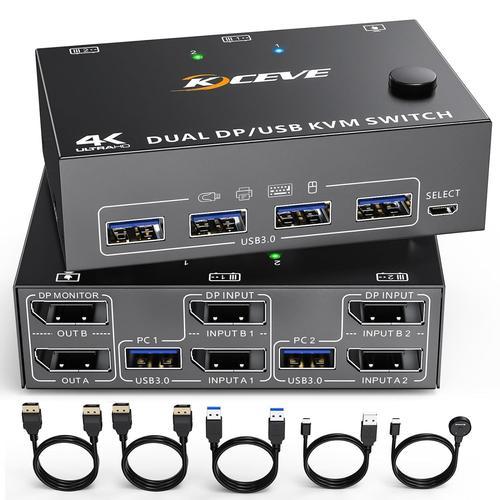 Dp Kvm Switch Deux Moniteurs,Displayport Usb 3.0 Kvm Commutateur Po... on Productcaster.