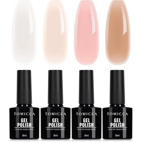 Vernis Semi Pe Ent Transparent Rose Blanc Set,4 Couleurs Vernis À O... on Productcaster.