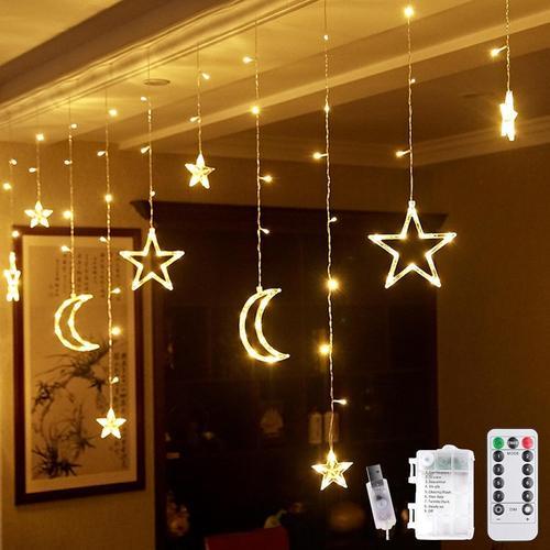 Etoiles Lune Rideau Lumières,100 Led Guirlande Lumineuse Ramadan,3.... on Productcaster.