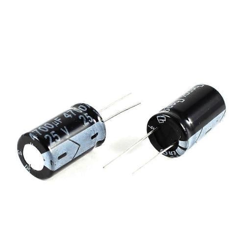 2 Pcs 4700uF 25V 105C Condensateurs Électrolytiques Noir 26x16mm on Productcaster.