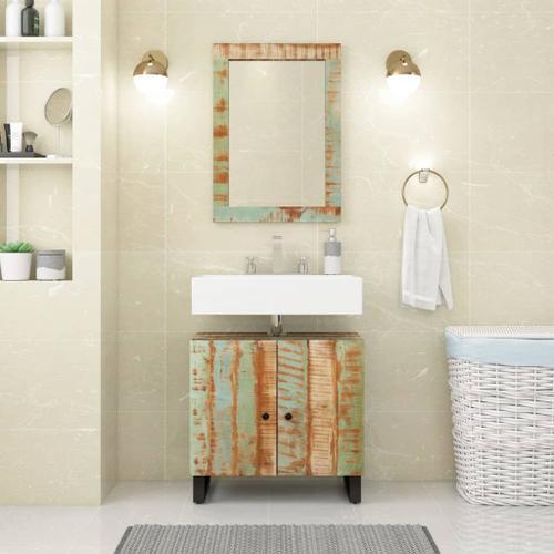 Vidaxl Ensemble De Meubles De Salle De Bain 2 Pcs Bois Massif Récup... on Productcaster.