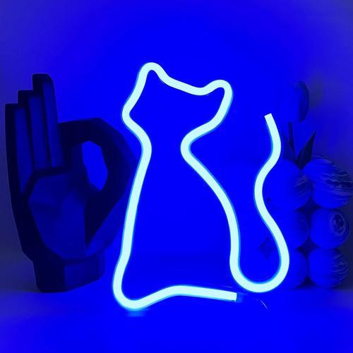 Chat Néon Bleu Neon Signe Animaux Enseigne Au Néon Enseigne Lumineu... on Productcaster.