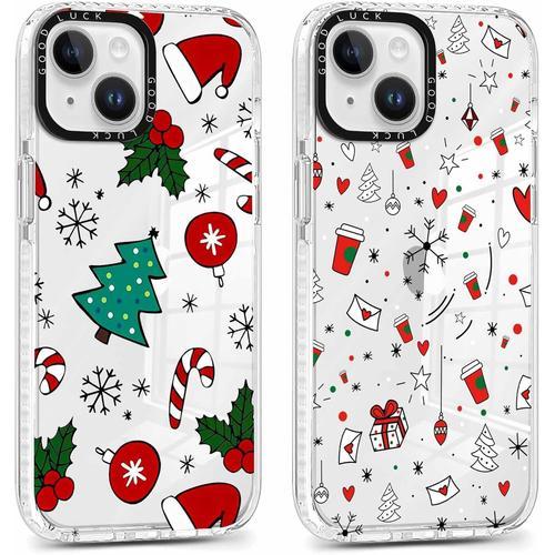 2 Pièces Noël Coque Pour Iphone 14 Plus 6,7, Transparente Noel Étui... on Productcaster.