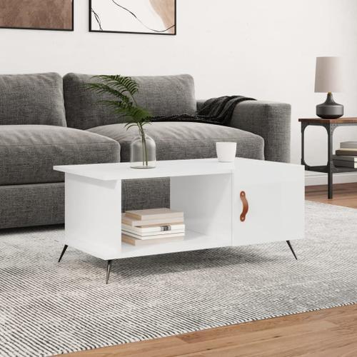 Vidaxl Table Basse Blanc Brillant 90x50x40 Cm Bois D'ingénierie on Productcaster.