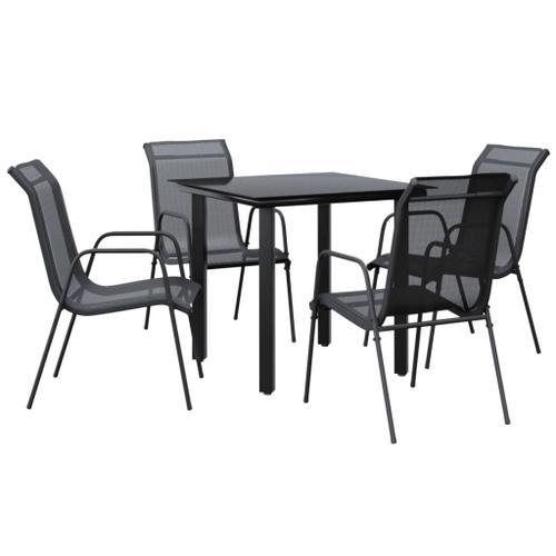 Vidaxl Ensemble À Manger De Jardin 5 Pcs Noir Textilène Et Acier on Productcaster.