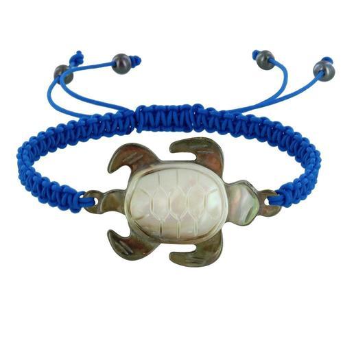 Les Poulettes Bijoux - Bracelet Tortue Nacre Grise Lien Tréssé on Productcaster.