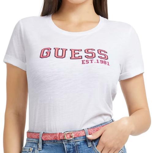 T-Shirt Blanc Femme Guess College on Productcaster.