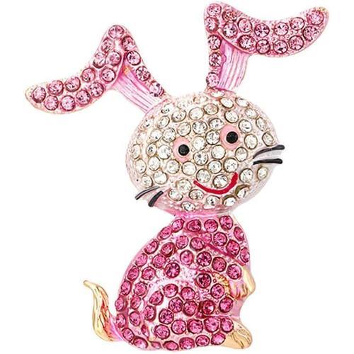 Broche En Forme De Lapin Rose En Strass Pour Femmes Et Filles Plaqu... on Productcaster.