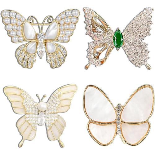 Lot De 4 Broches Papillon Pour Femme ¿ Broches En Perles De Strass,... on Productcaster.