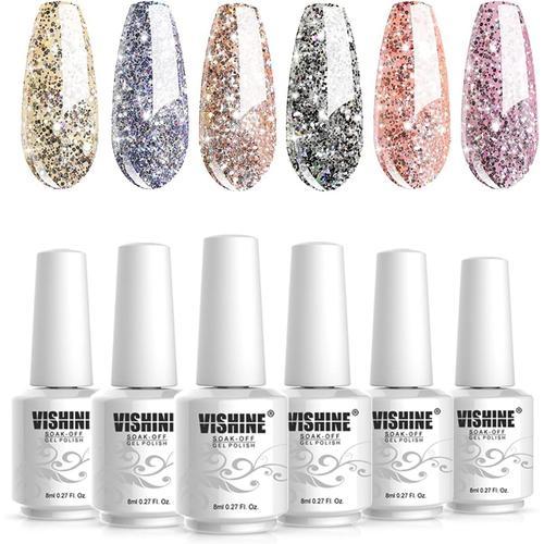 Vernis À Ongles Gel Vernis Semi Permanent Paillette Lot 6 Pcs Ensem... on Productcaster.