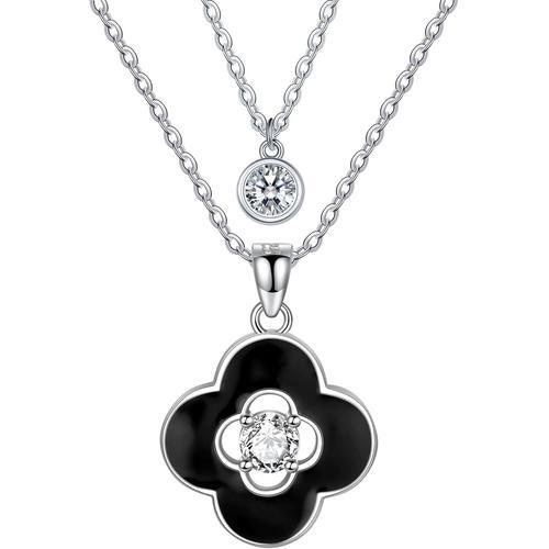 Collier En Argent 925 Pour Femme, Collier Double Chaîne Avec Penden... on Productcaster.