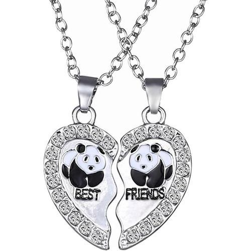 2 Pcs Chaîne De Dames Pendentif En Argent Avec Strass Pour Couples,... on Productcaster.