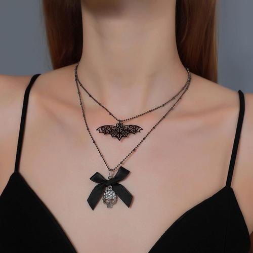 Collier Crâne Gothique Collier Choker Noir Noeud Chauve-Souris Coll... on Productcaster.