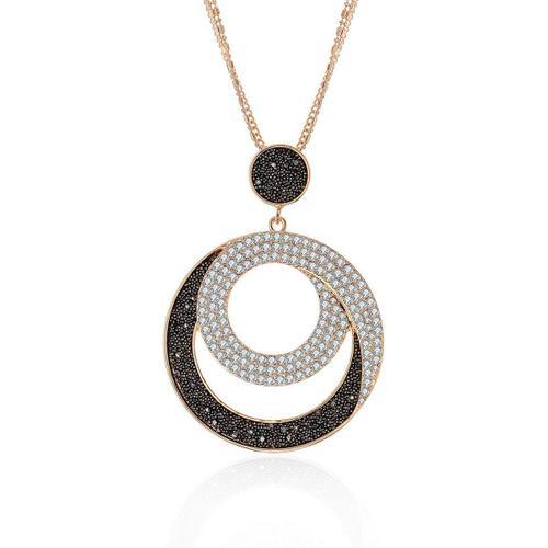 Collier Pendentif Rond Pour Femmes-2 Gros Diamants En Cristal Cercl... on Productcaster.