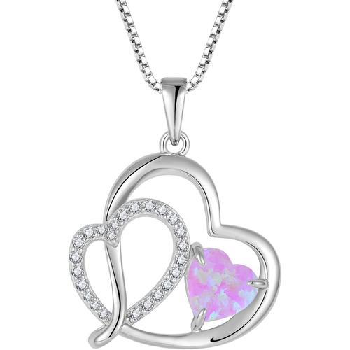 Collier Opale Coeur Pour Femme Argent Sterling 925 Pendentif Opale ... on Productcaster.