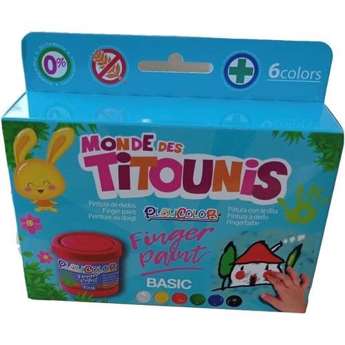 Lot De 6 Pots De Peinture Au Doigt Titounis - 40 Ml. Couleurs Assor... on Productcaster.