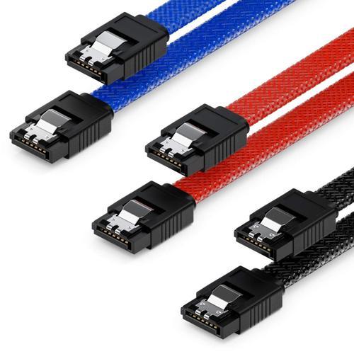 3X 50Cm Sata 3 Nylon Câble Set Câbles De Donnés 6 Gbit/S Câbles De ... on Productcaster.