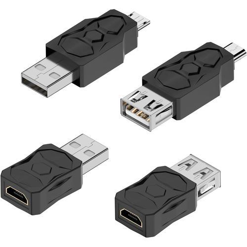 4Pcs Adaptateur Usb Vers Micro Usb, Convertisseur Usb 2.0 Mâle Vers... on Productcaster.