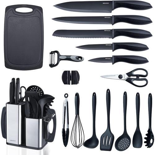 Bloc À Couteaux De Cuisine Professionnel - Set De 18 Pièces Avec 7 ... on Productcaster.