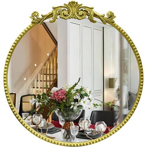 Miroir Rond Baroque de 60 cm, Miroir Mural Vintage pour Salle de Ba... on Productcaster.