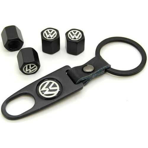 Lot De 4 Bouchons De Valve + Porte Clé Volkswagen Fond Noir on Productcaster.