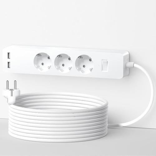 Multiprise Electrique Usb, Multiprise Murale Avec 3 Prises Et 2 Por... on Productcaster.