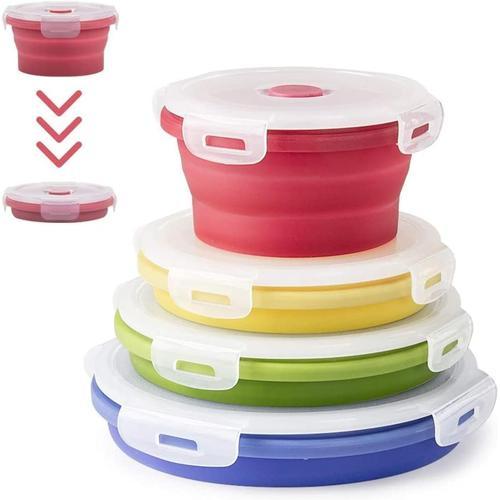 Boîte À Lunch Pliante En Silicone 4 Pcs Pliable Stockage D'Aliments... on Productcaster.