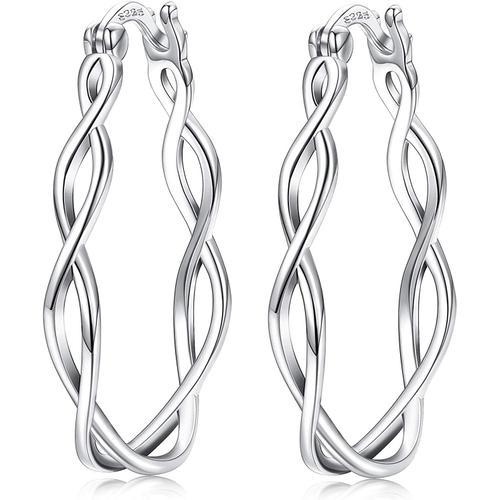 925 Argent Sterling Boucles D'oreillestwist Boucles D'oreilles Noeu... on Productcaster.