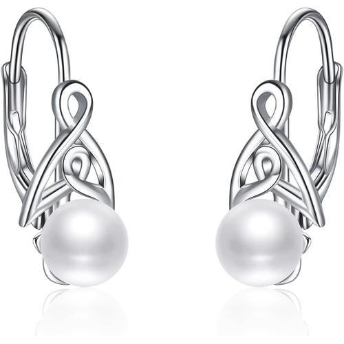 Boucles D'oreilles En Perles Pour Femmes En Argent Sterling 925 Ave... on Productcaster.