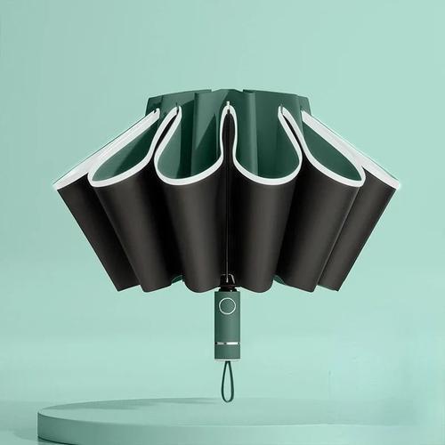 Parapluie pliant entièrement automatique avec rayures de coulée cou... on Productcaster.