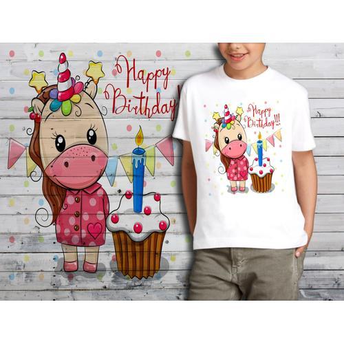 T-Shirt Blanc Enfant Bebe Licorne 632 on Productcaster.