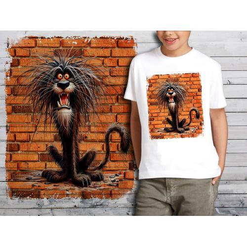 T-Shirt Blanc Enfant Humour Lion Drole Destroy 729 on Productcaster.