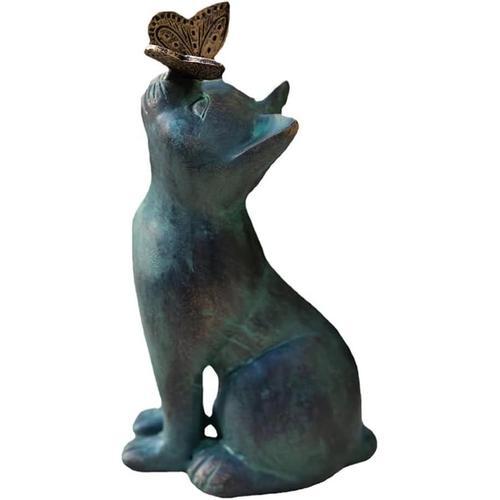 Statue De Jardin Curiosity Cat And Butterfly - Sculpture Décorative... on Productcaster.