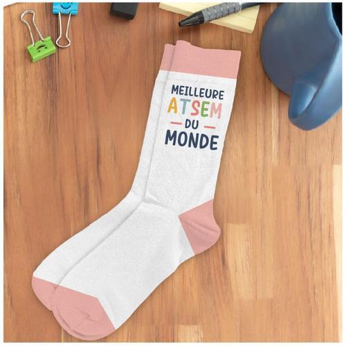 Promotion ! Chaussettes Coton Tendresse 'meilleure Atsem Du Monde' ... on Productcaster.