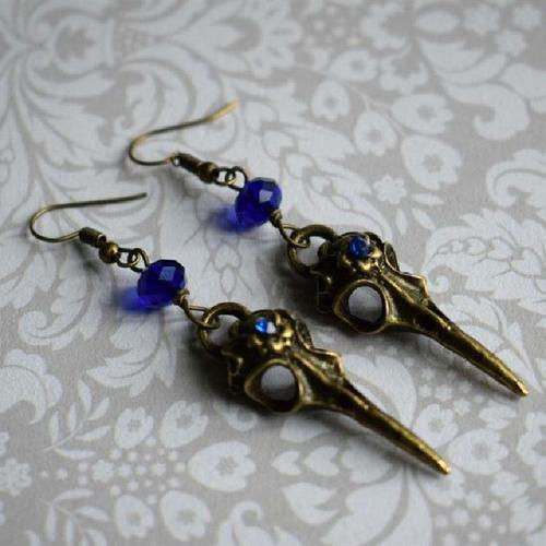 Boucles D'oreilles Gothiques Avec Crâne De Corbeau Pour Femme, Vint... on Productcaster.