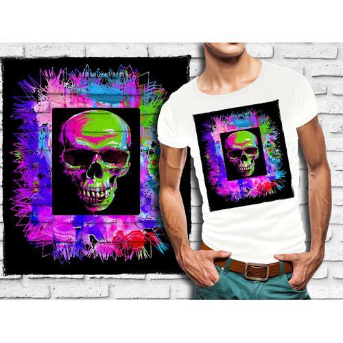 T-Shirt Blanc Homme Tete De Mort Skull Design 588 on Productcaster.