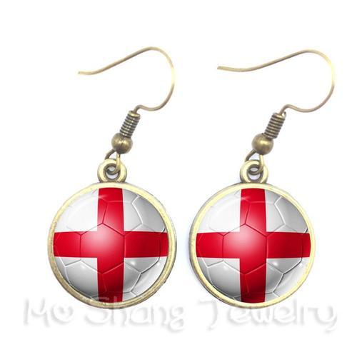 Boucles D'oreilles En Verre Pour Fan De Sport, France/Angleterre/Ir... on Productcaster.