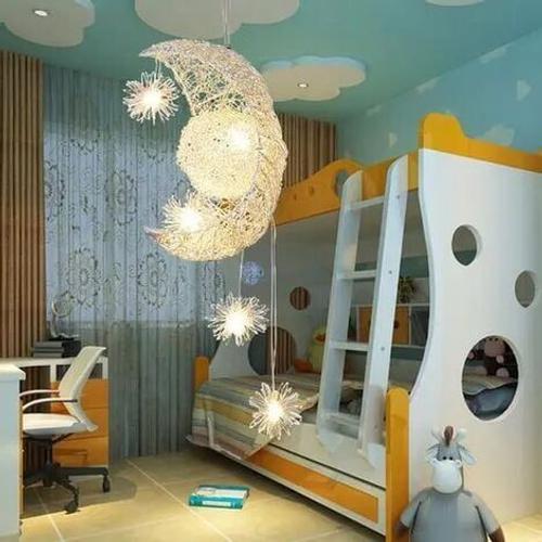 Suspension Luminaire Moderne Disign Lune Et Étoiles 5 Lampes Led Lu... on Productcaster.